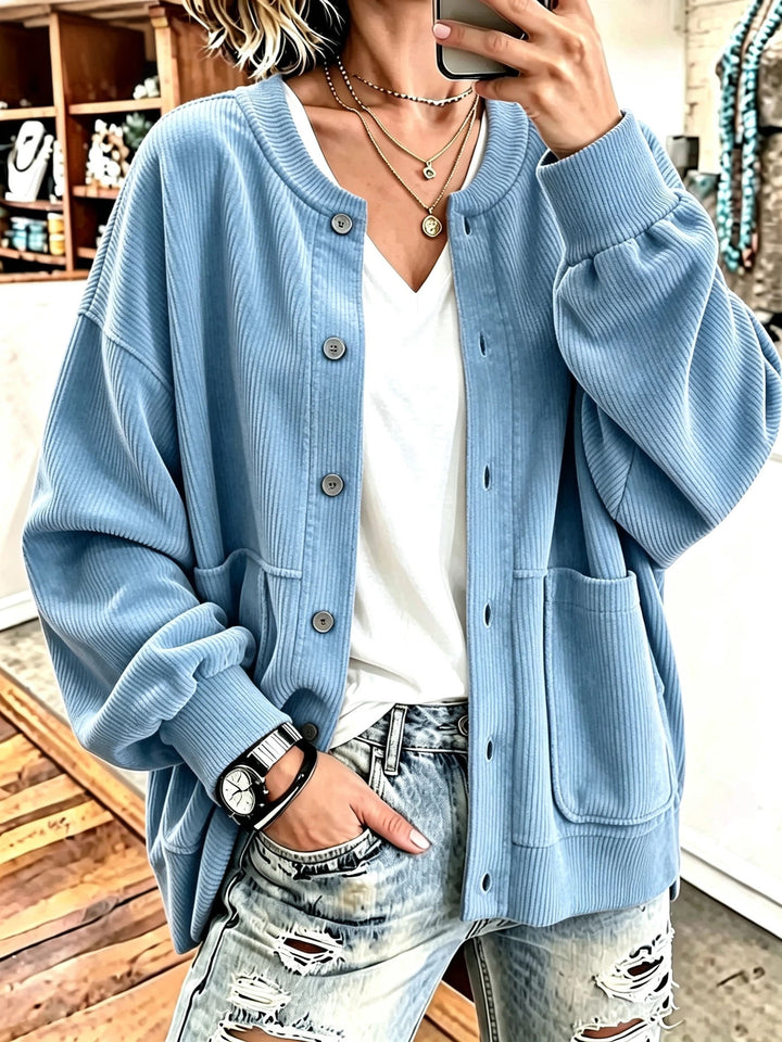 Rosie™ Oversized Ribbed Button Jacket