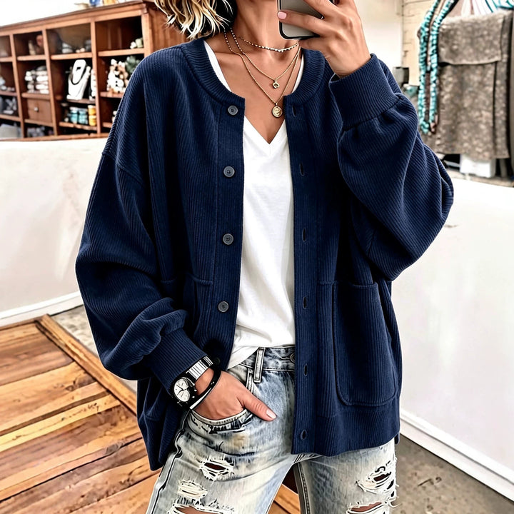 Rosie™ Oversized Ribbed Button Jacket