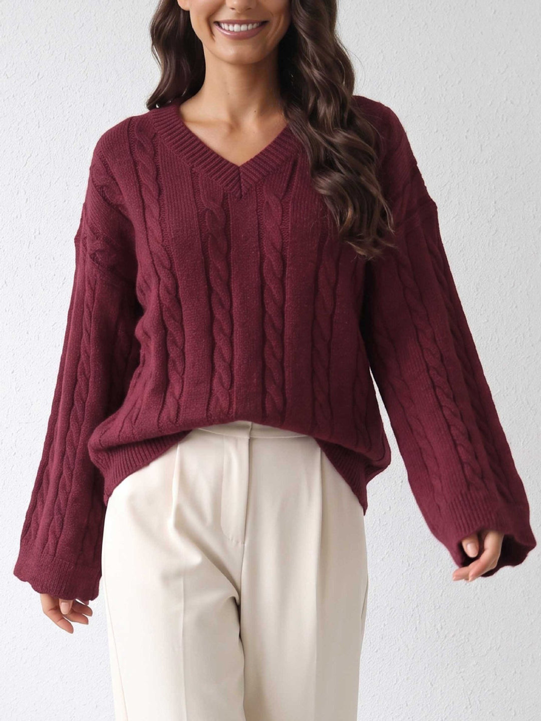 Rosamond Cable V-Neck Sweater