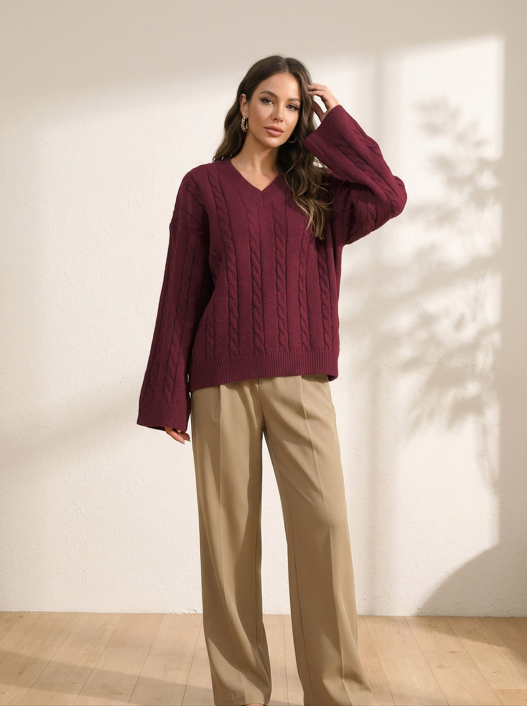 Rosamond Cable V-Neck Sweater