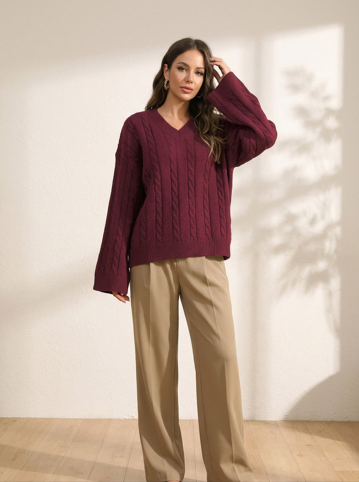 Rosamond Cable V-Neck Sweater