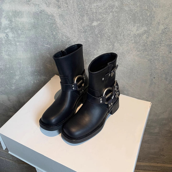 Potenciana™ | Classic Buckled Ankle Motorcycle Boots