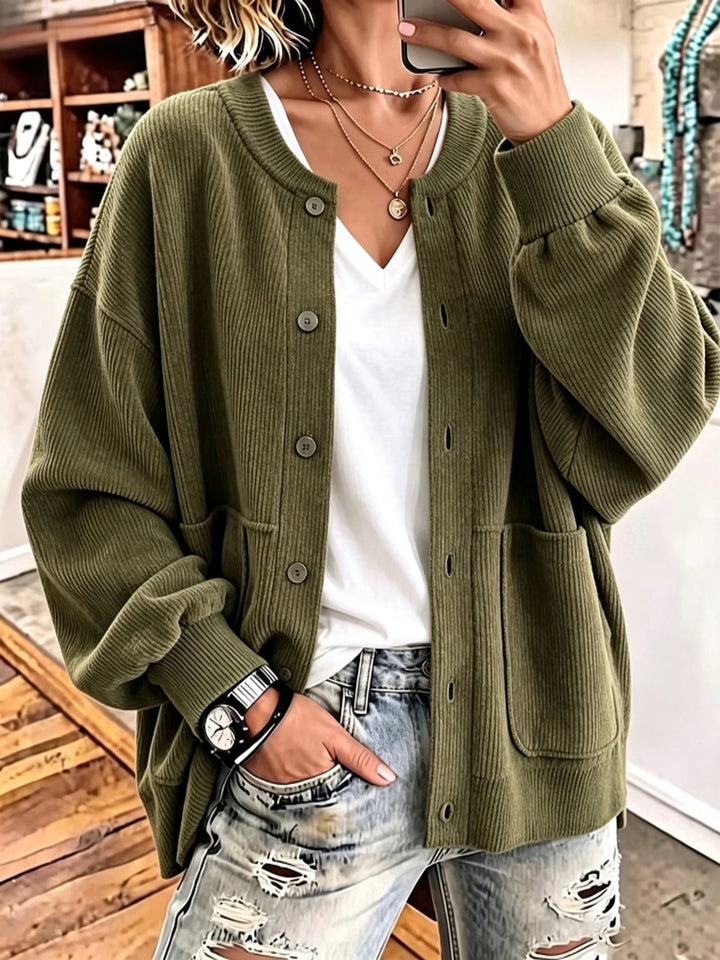 Rosie™ Oversized Ribbed Button Jacket