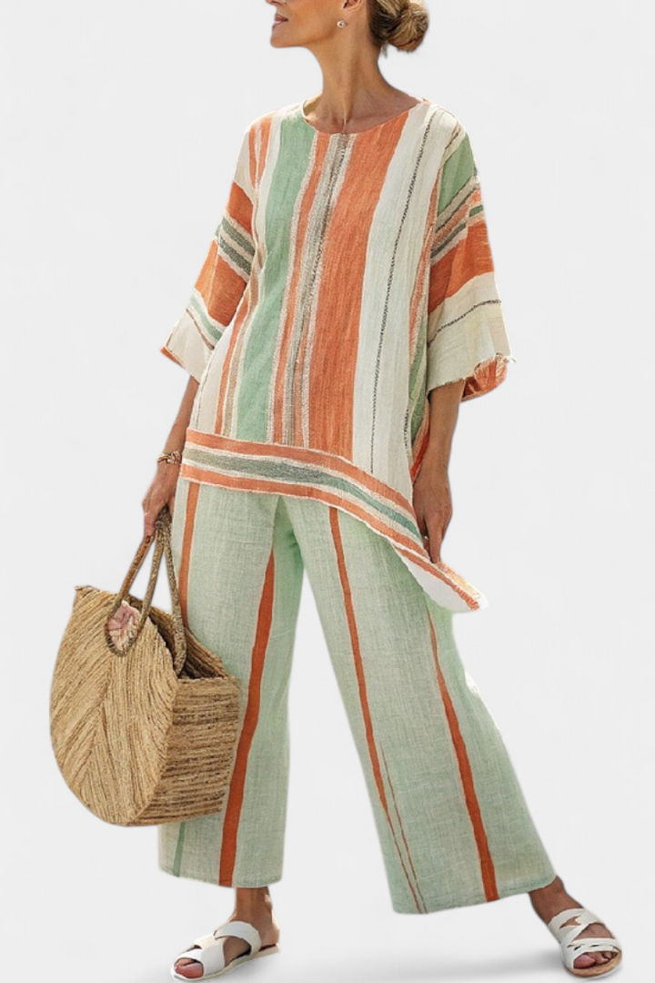 Bellmere™ | Elegant Asymmetrical Top &amp; Wide-Leg Pants