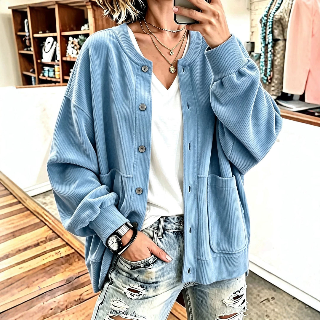 Rosie™ Oversized Ribbed Button Jacket