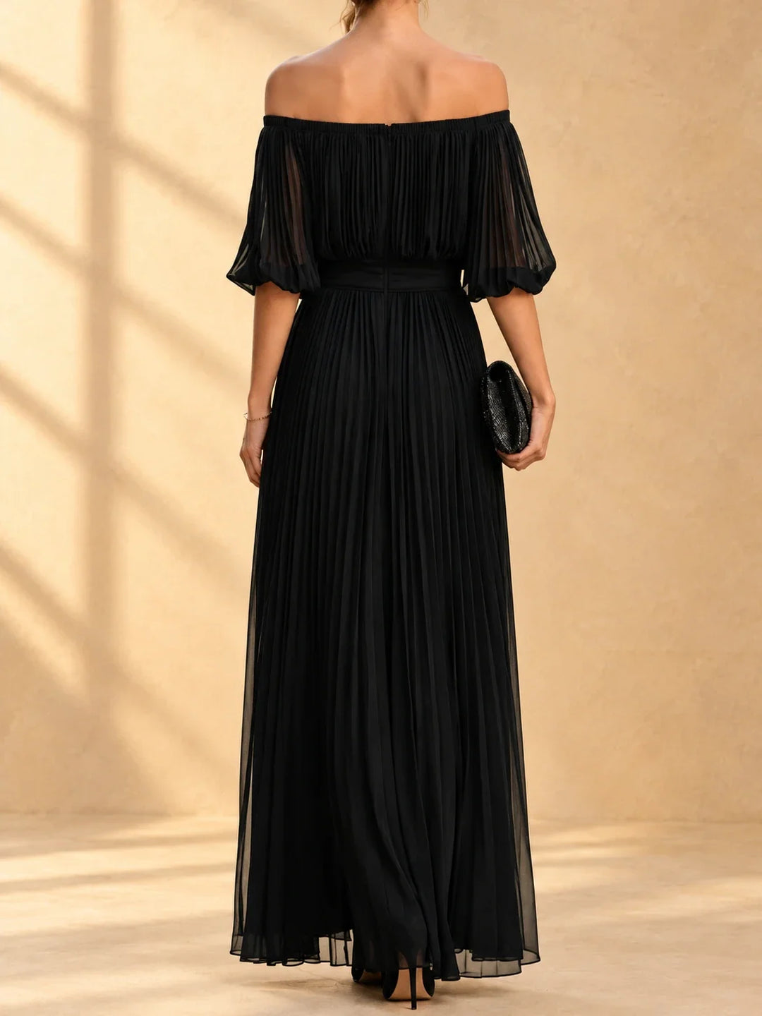 Genevieve™ | Off-shoulder maxi dress with flowing skirt