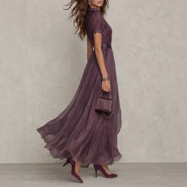Eartha™ | Floral midi dress with V-neck and tie waist