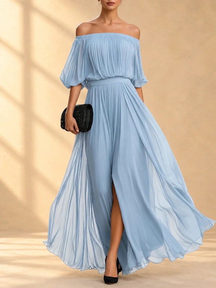 Genevieve™ | Off-shoulder maxi dress with flowing skirt