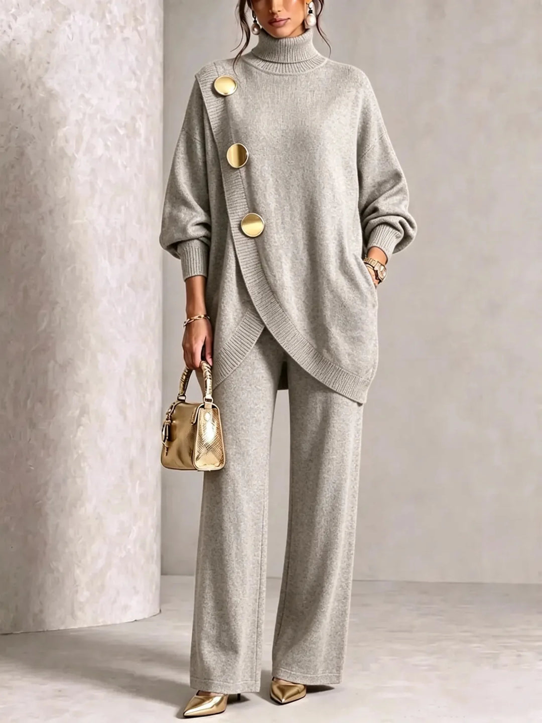 Margaux™ Elegant Button-Detail Knit Set