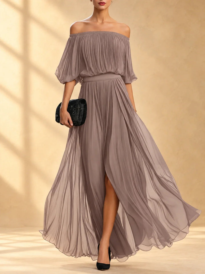 Genevieve™ | Off-shoulder maxi dress with flowing skirt