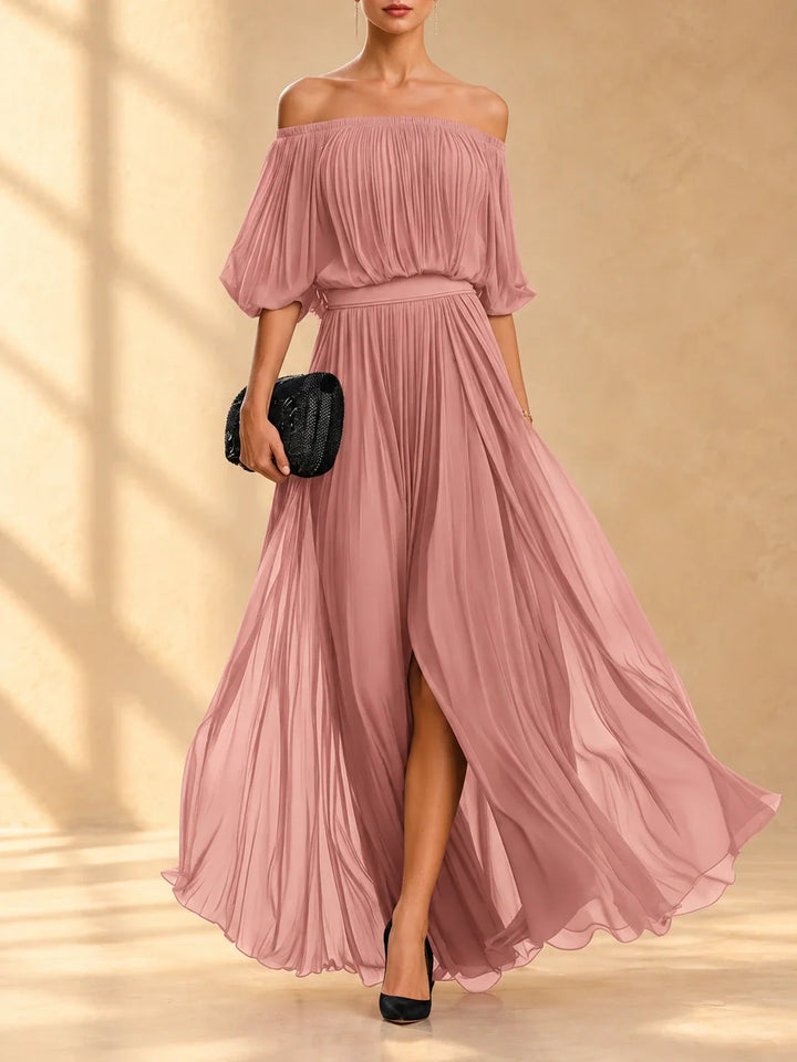 Genevieve™ | Off-shoulder maxi dress with flowing skirt