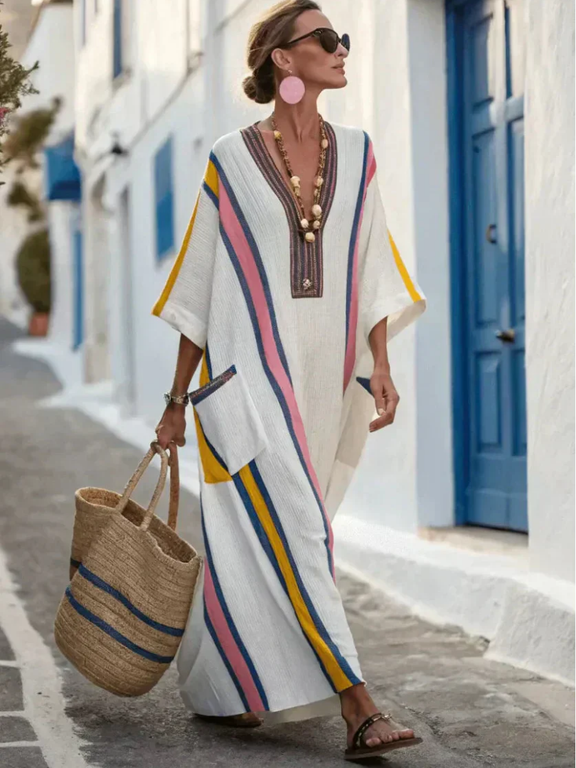 Noemi™ | V Neck Half Sleeve Pocket Maxi Dress