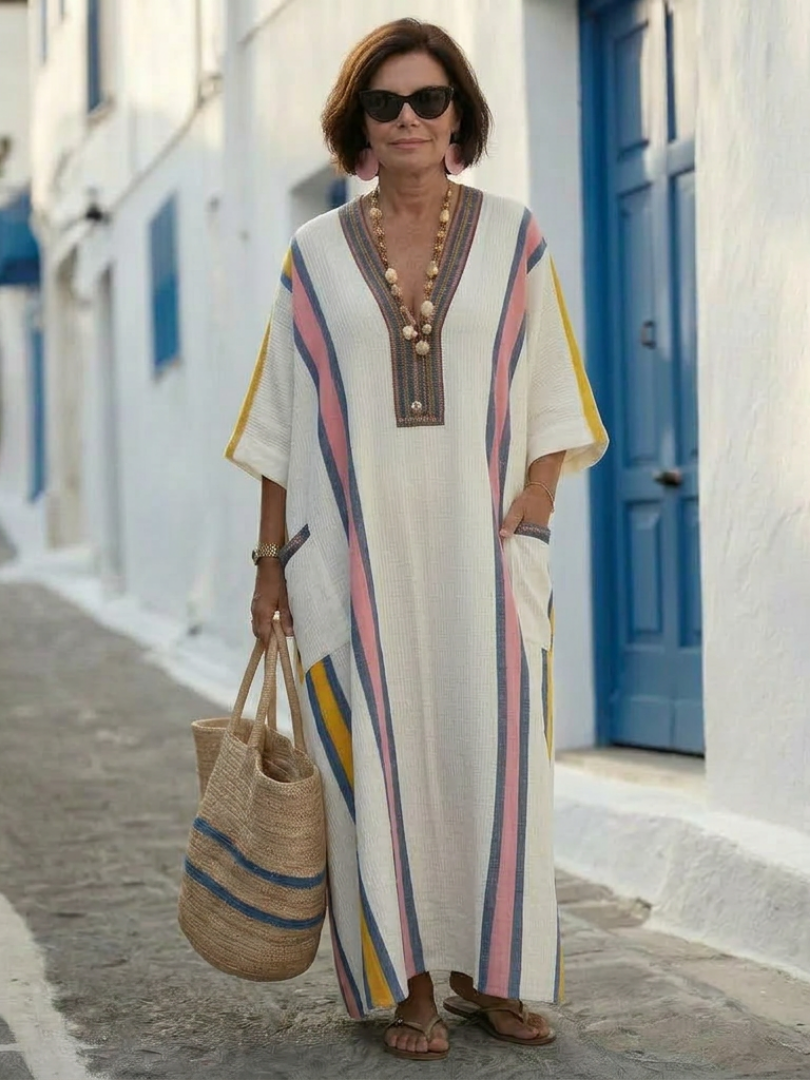 Noemi™ | V Neck Half Sleeve Pocket Maxi Dress