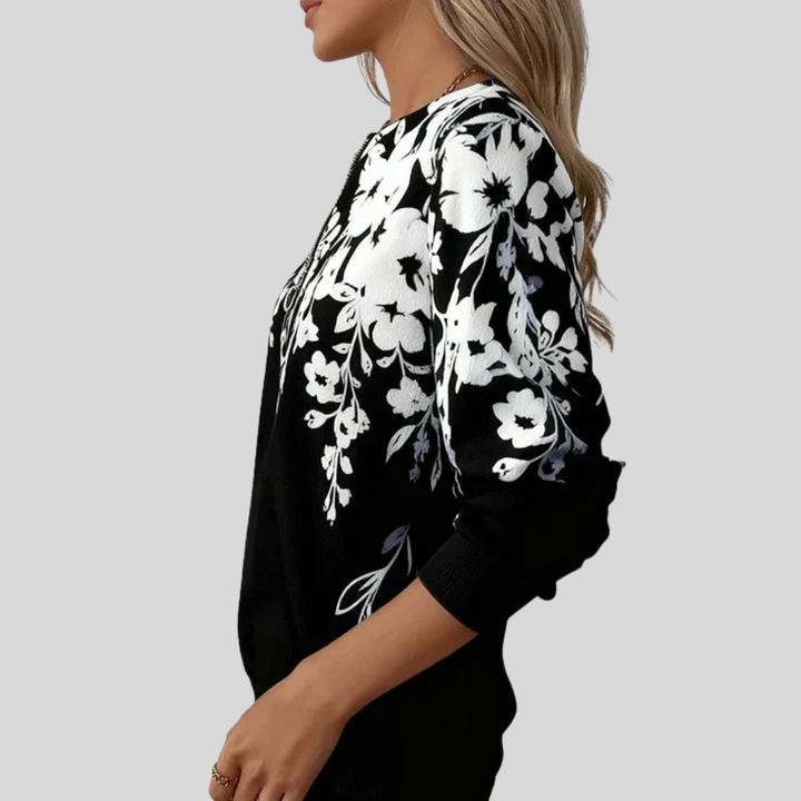 Sheila™ | Floral Zip-Neck Sweatshirt