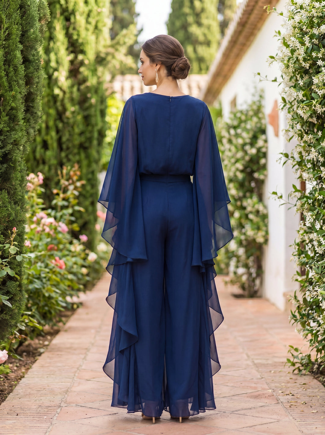 Lieke™ Cape-Sleeve Top &amp; Ruffled Skirt Set