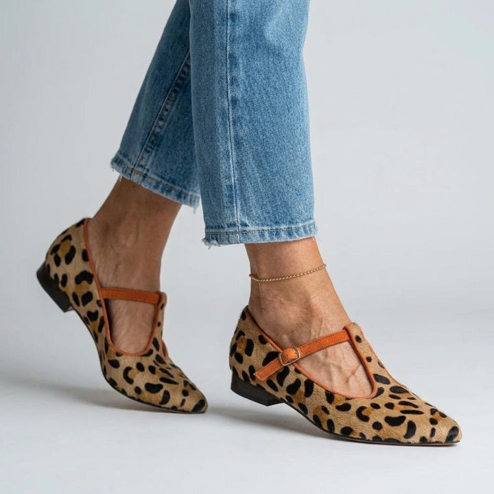 Prudence™ | Leopard Pointed Shoes with Buckle