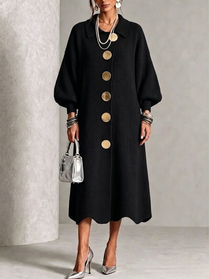 Evelyn™ Elegant Button Knit Dress