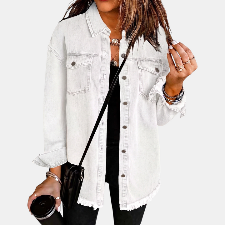 Raw Hem Washed Denim Jacket