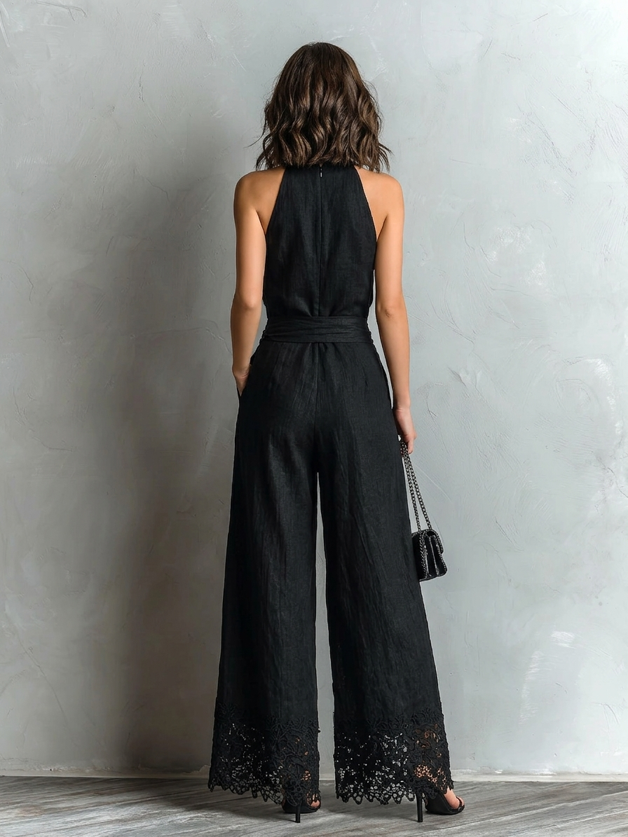 Roseanne™ | Lace-Trimmed Wide-Leg Pants Set