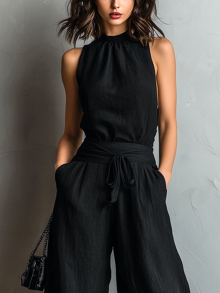 Roseanne™ | Lace-Trimmed Wide-Leg Pants Set