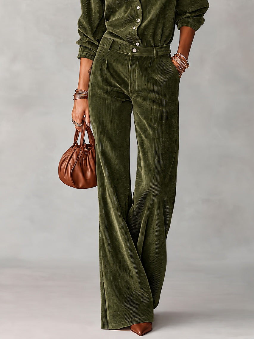 Marit™ Lace-Trim Shirt &amp; Wide-Leg Pants Set