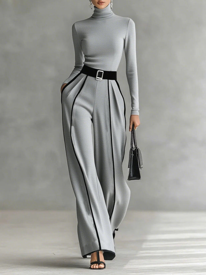 Solana™ | Long Sleeve Top and Wide Leg Pants Set with Belt