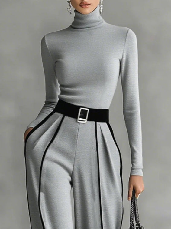 Solana™ | Long Sleeve Top and Wide Leg Pants Set with Belt