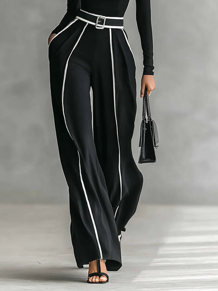 Solana™ | Long Sleeve Top and Wide Leg Pants Set with Belt