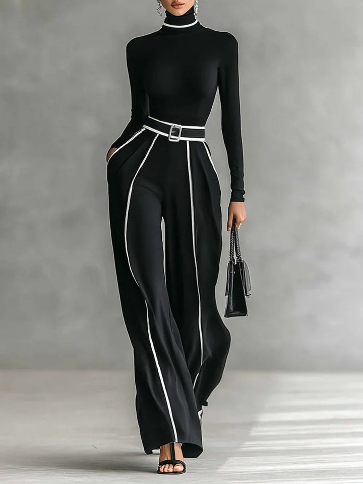 Solana™ | Long Sleeve Top and Wide Leg Pants Set with Belt