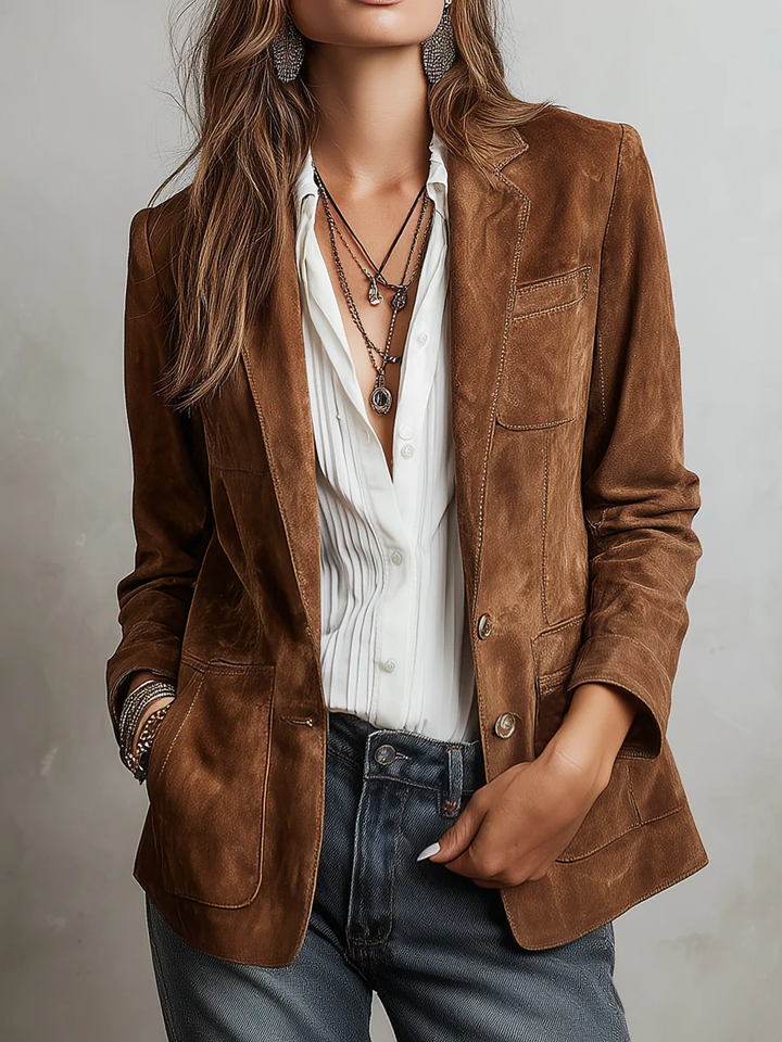 Aurelia™ Elegant Vintage Suede Blazer