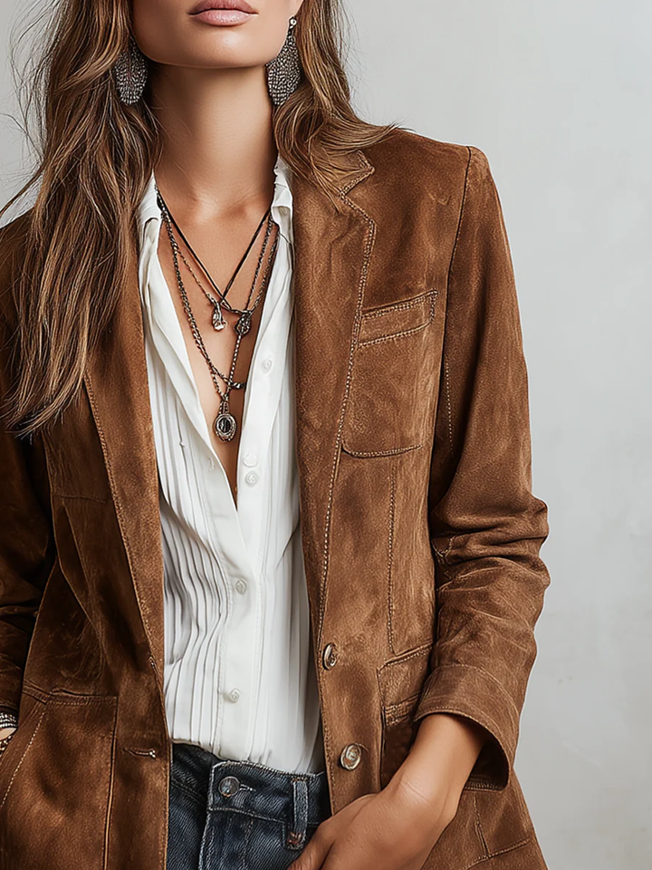 Aurelia™ Elegant Vintage Suede Blazer