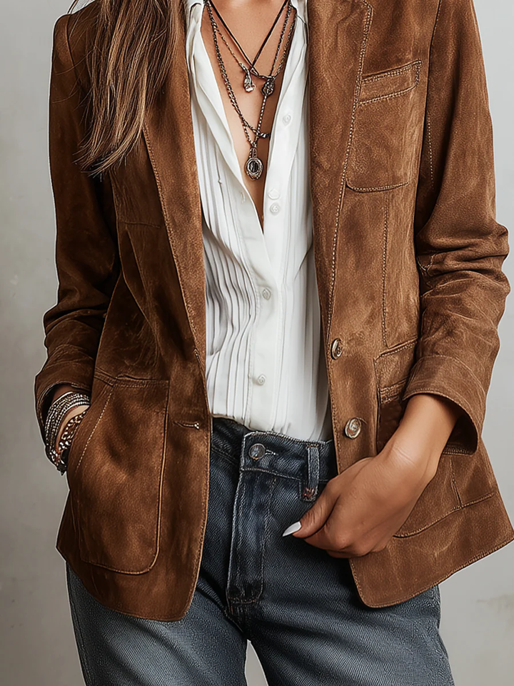 Aurelia™ Elegant Vintage Suede Blazer