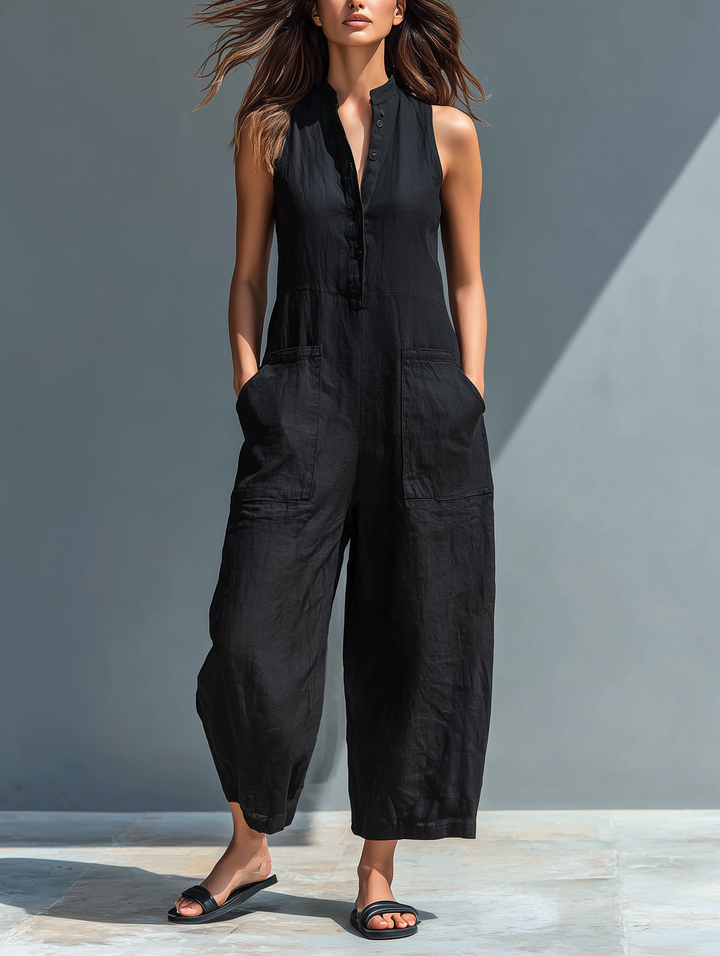 Rochelle™ | Minimalist Jumpsuit with High Collar and Buttons