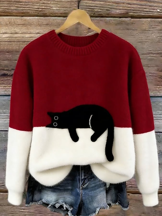 Aileen™ Cat Print Sweater