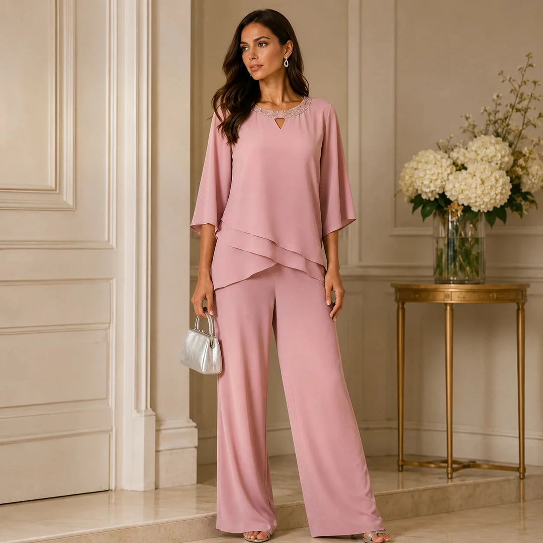 Arabella formal pant set pink
