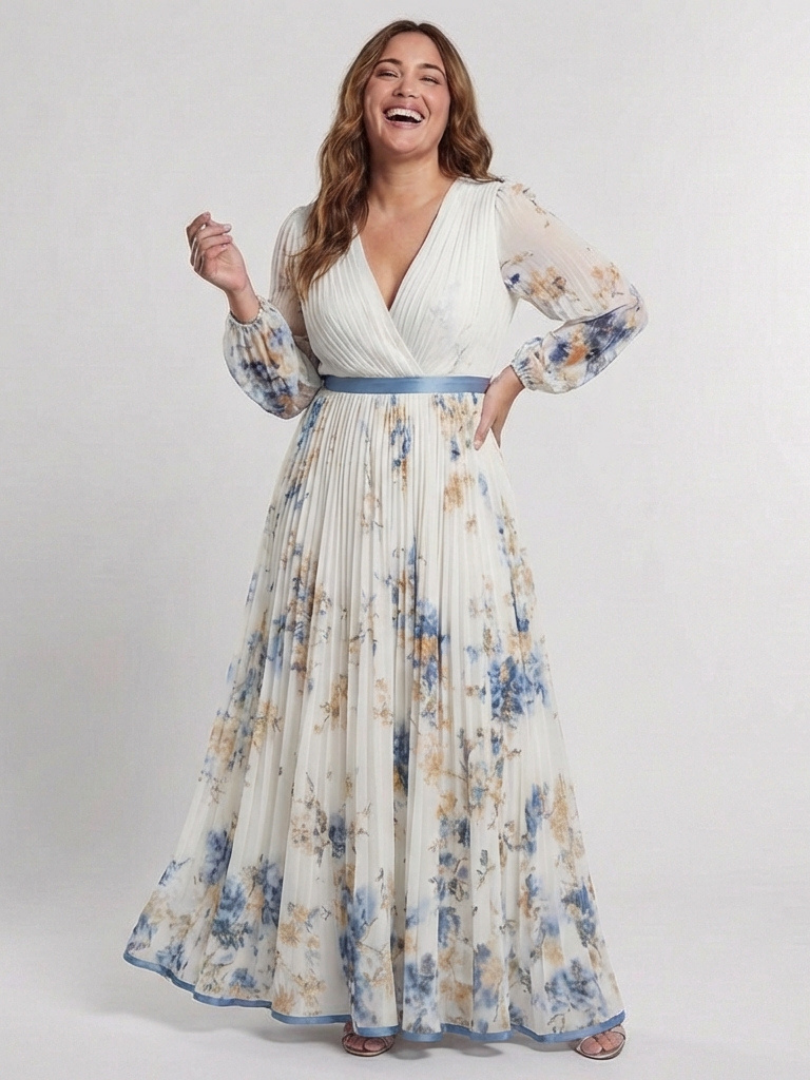 Lavinia™ | Long Sleeve V Neck Floral Maxi Dress