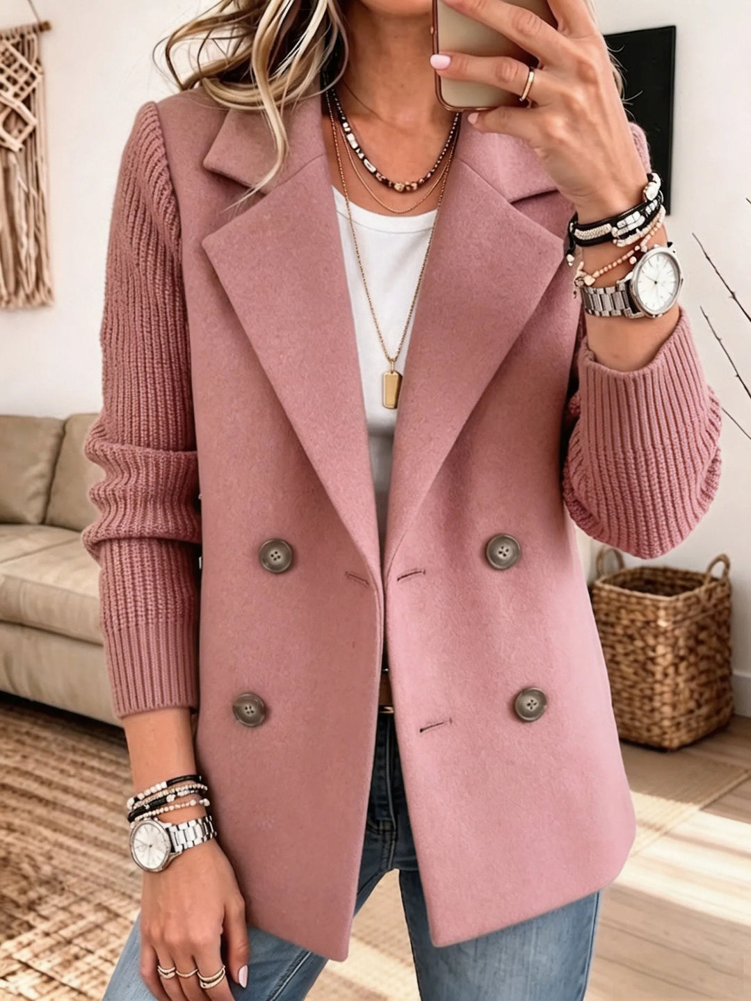 Carla™ Elegant Cozy Knit Sleeve Blazer