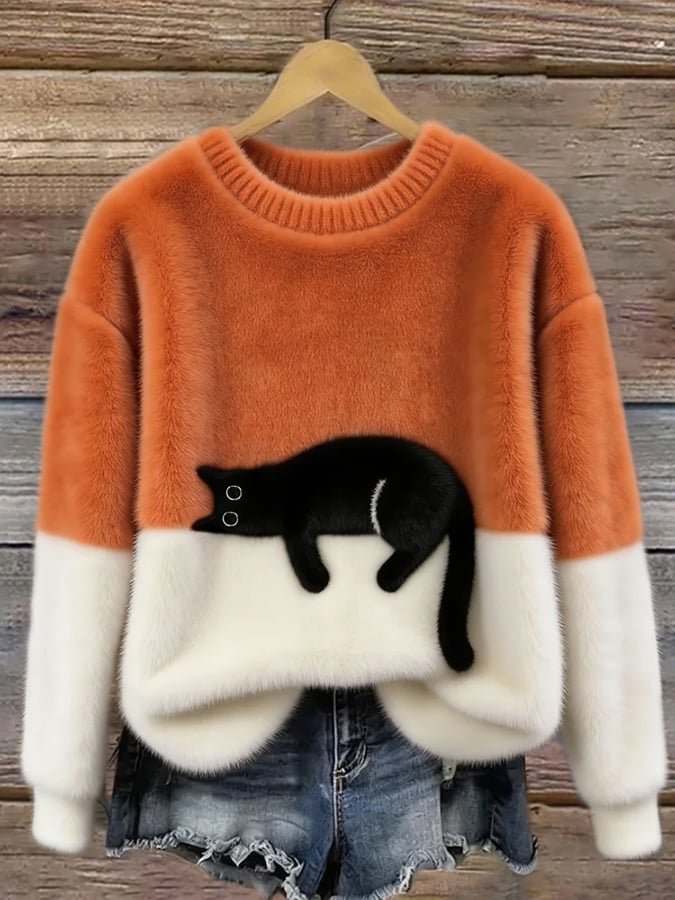 Aileen™ Cat Print Sweater
