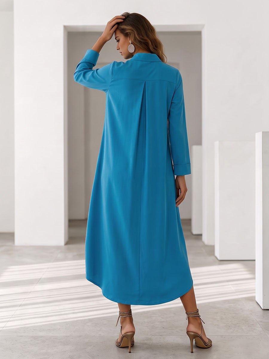 V-Neck Pocket Midi Dress