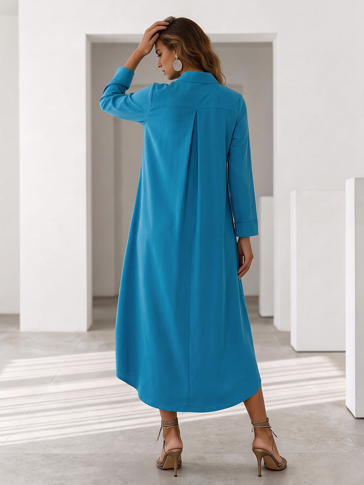 V-Neck Pocket Midi Dress