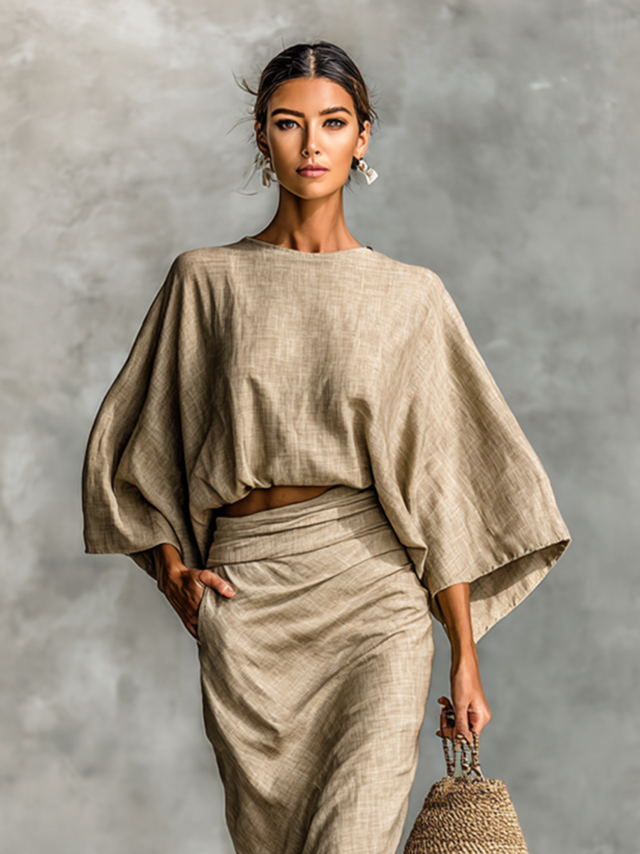 Selene™ | Soft Batwing Top and Maxi Skirt Two-Piece Set