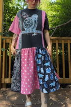 Pussycat Print Multicolor Piece Dress
