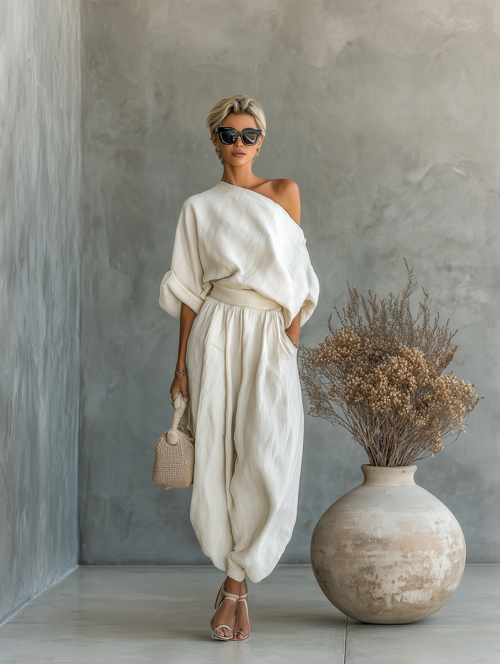 Roxana™ | Soft Off-Shoulder Top and Tapered Pants Set
