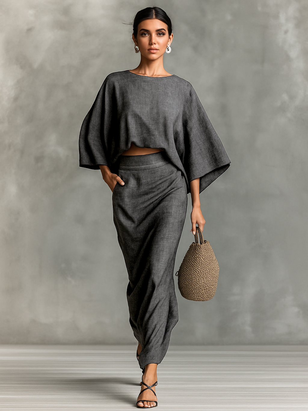 Selene™ | Soft Batwing Top and Maxi Skirt Two-Piece Set