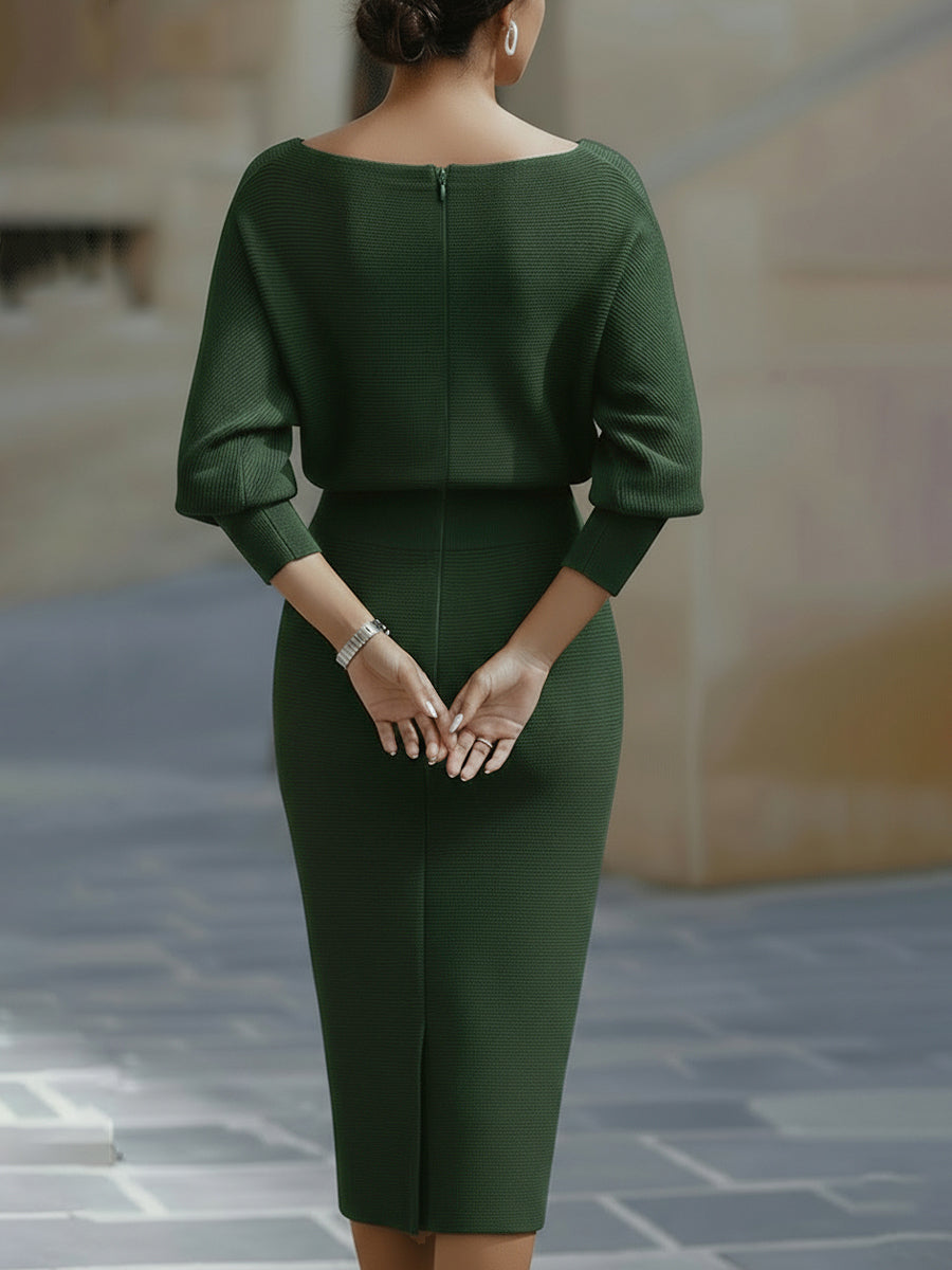 Lydia™ | Draped batwing-sleeve midi dress