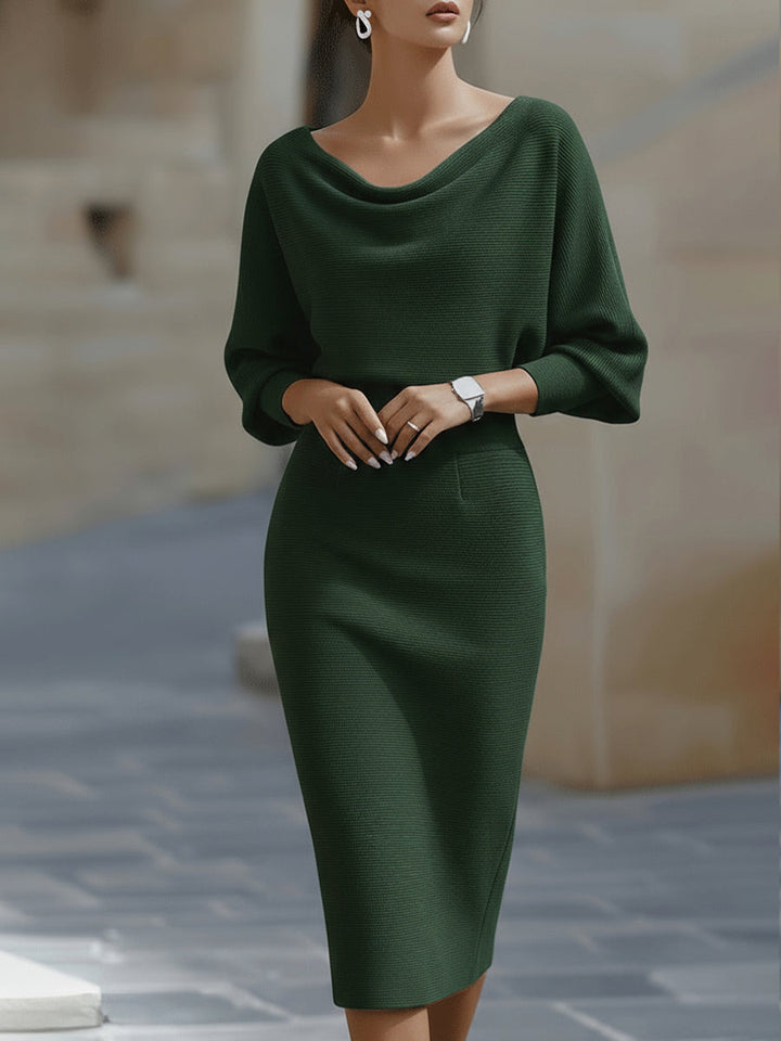 Lydia™ | Draped batwing-sleeve midi dress