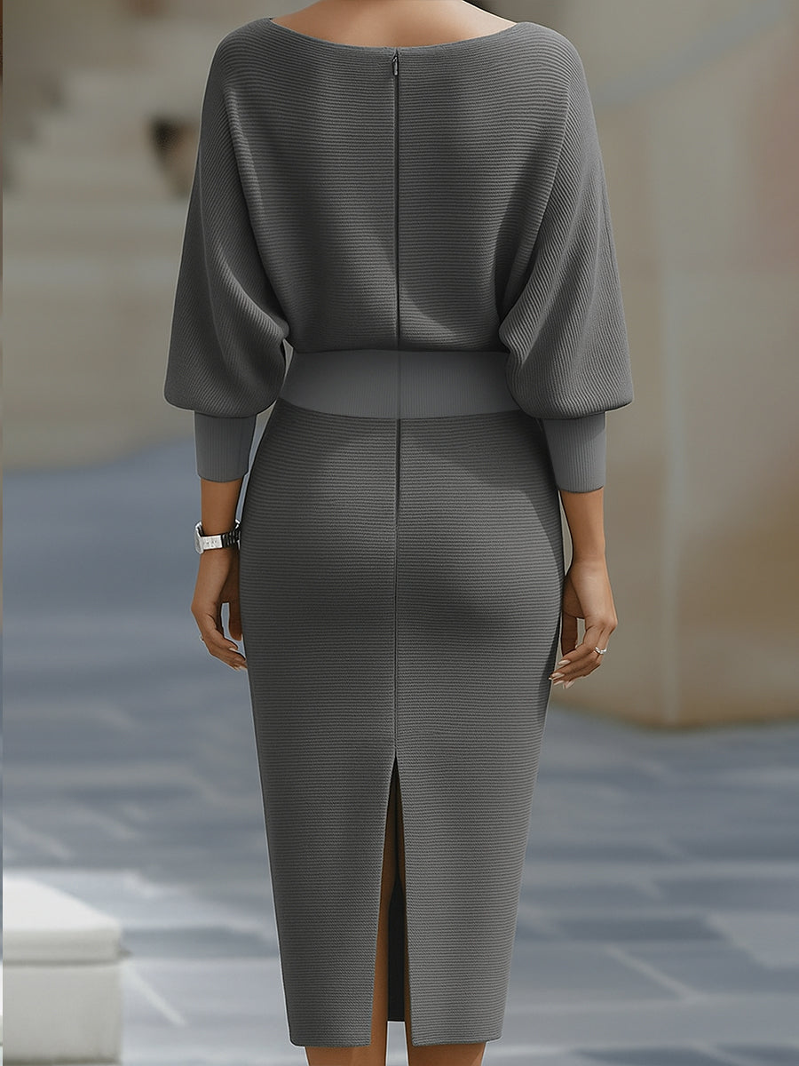 Lydia™ | Draped batwing-sleeve midi dress