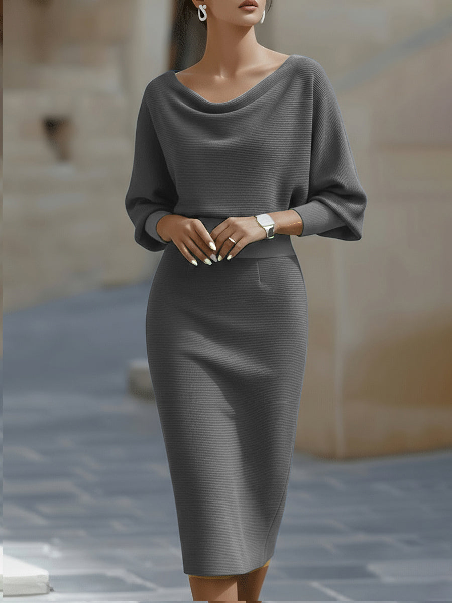 Lydia™ | Draped batwing-sleeve midi dress