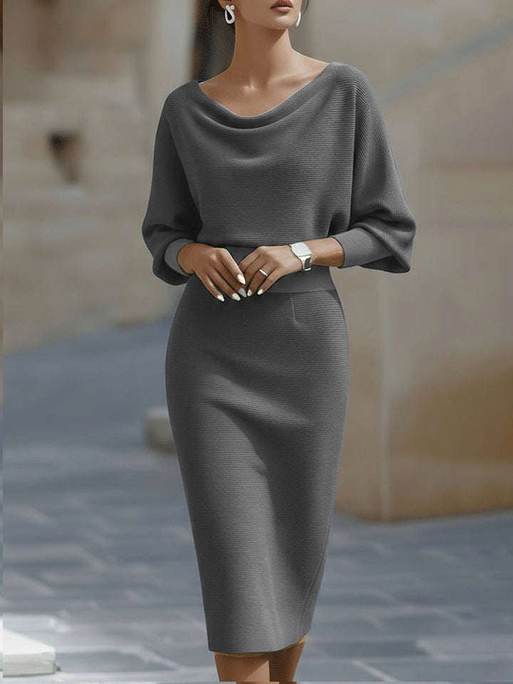 Lydia™ | Draped batwing-sleeve midi dress