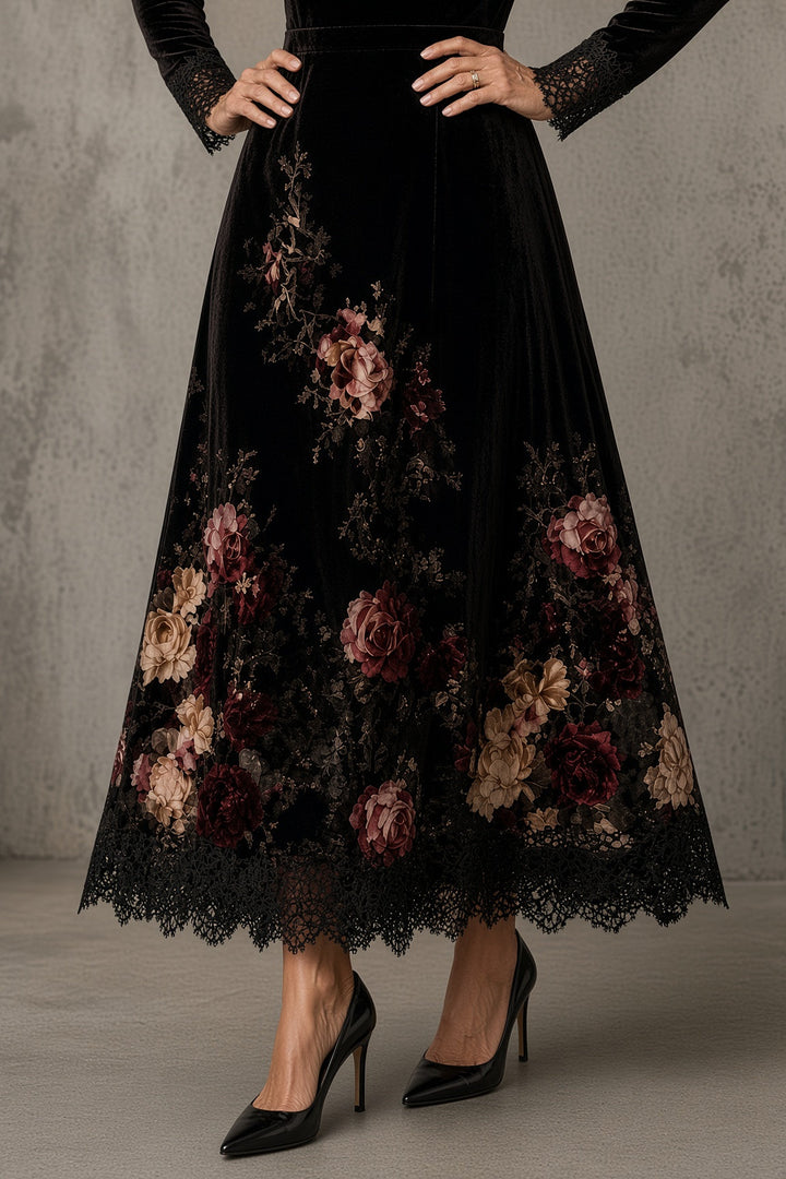 Ava™ Velvet Dress – Black
